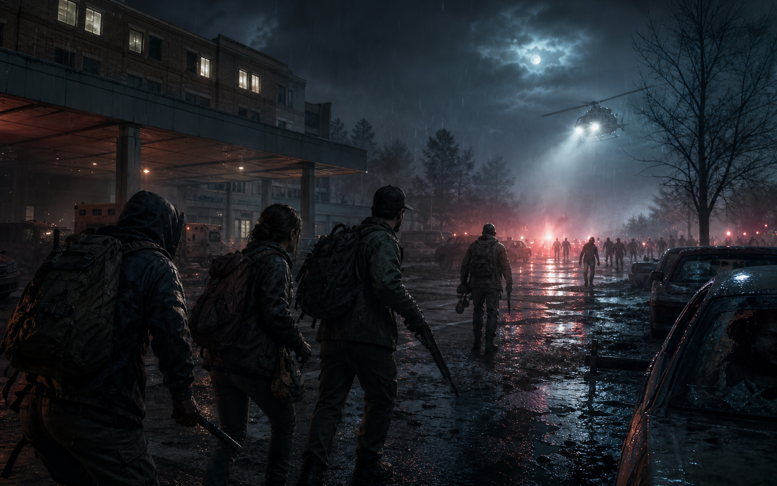 Official No More Room in Hell 2 artwork showing Responders moving through a rain-soaked survival scenario
